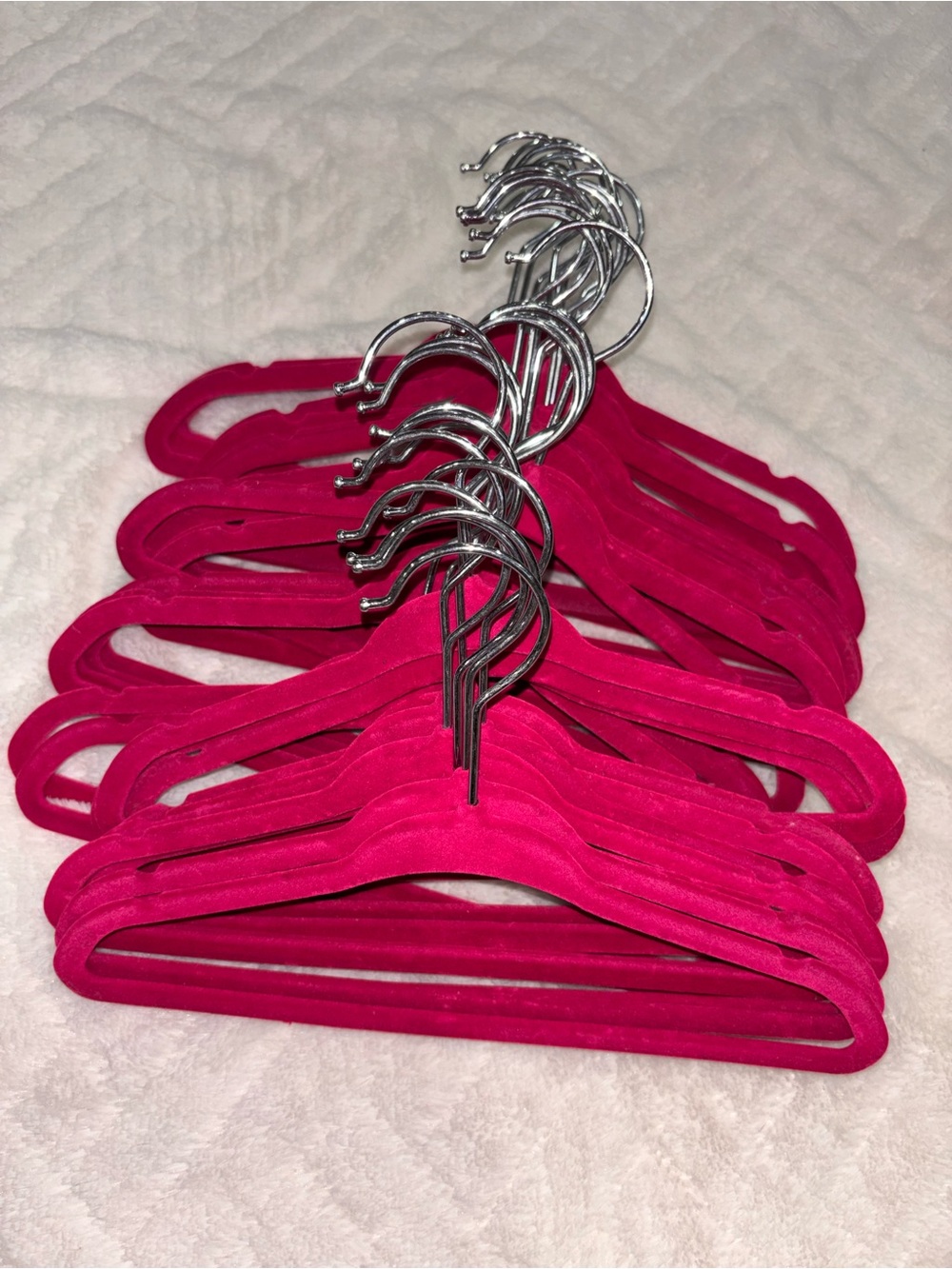 25 Velvet Baby Hangers - Bright Pink Set